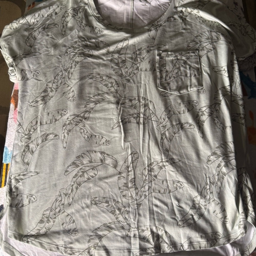 Wonderly Light Blue Leaf Print T-Shirt